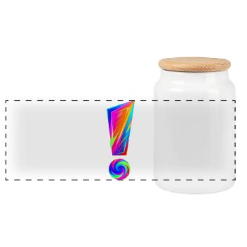 Colorful exclamation point - Panoramic Cookie Jar with Wooden Lid - white - Front