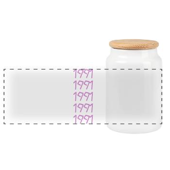 1991 - Panoramic Cookie Jar with Wooden Lid - white - Front