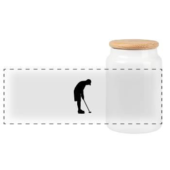 Golf - Panorama Keksdose mit Holzdeckel - Weiß - Vorne