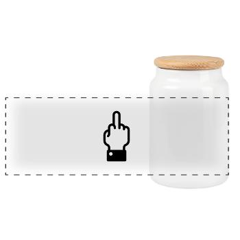 Stinkefinger (fuck off / fuck you) - Panorama Keksdose mit Holzdeckel - Weiß - Vorne
