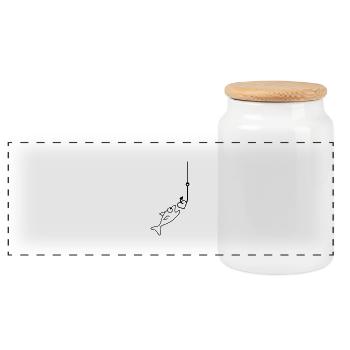 Fishing With Heart - Panoramic Cookie Jar with Wooden Lid - white - Front