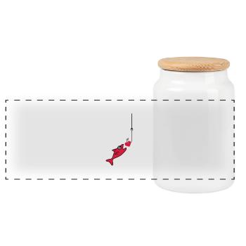 Fishing With Heart - Panoramic Cookie Jar with Wooden Lid - white - Front