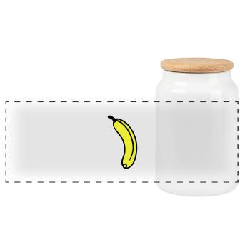 Banana - Panoramic Cookie Jar with Wooden Lid - white - Front