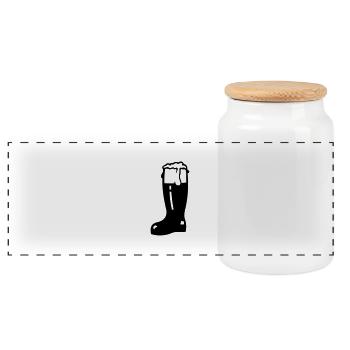 Bierstiefel / beer boot glass (1c) - Panoramic Cookie Jar with Wooden Lid - white - Front