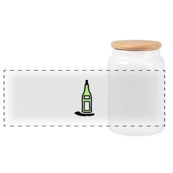 Flasche Weinflasche - V2 - Panorama Keksdose mit Holzdeckel - Weiß - Vorne
