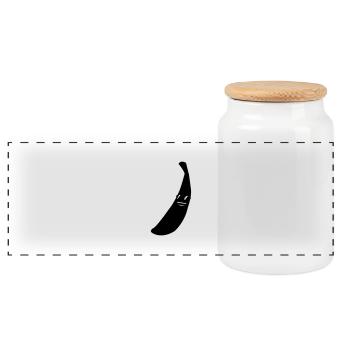 funny_banana_02 - Panoramic Cookie Jar with Wooden Lid - white - Front