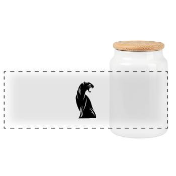 panther - Panoramic Cookie Jar with Wooden Lid - white - Front