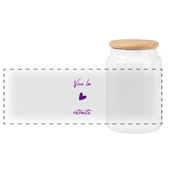 RETIREMENT. HAPPY RETIREMENT. HAPPY RETIREMENT - Panoramic Cookie Jar with Wooden Lid - white - Front