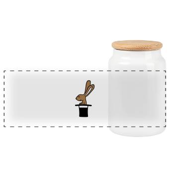 Lapin Chapeau Haut de forme Sorcier Lapin Sorcier Mignon - Boîte à biscuits avec couvercle en bois - blanc - Devant