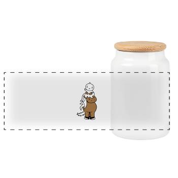 Canard Promenades Head Sitting Horse Cavalier 2 Amis - Boîte à biscuits avec couvercle en bois - blanc - Devant