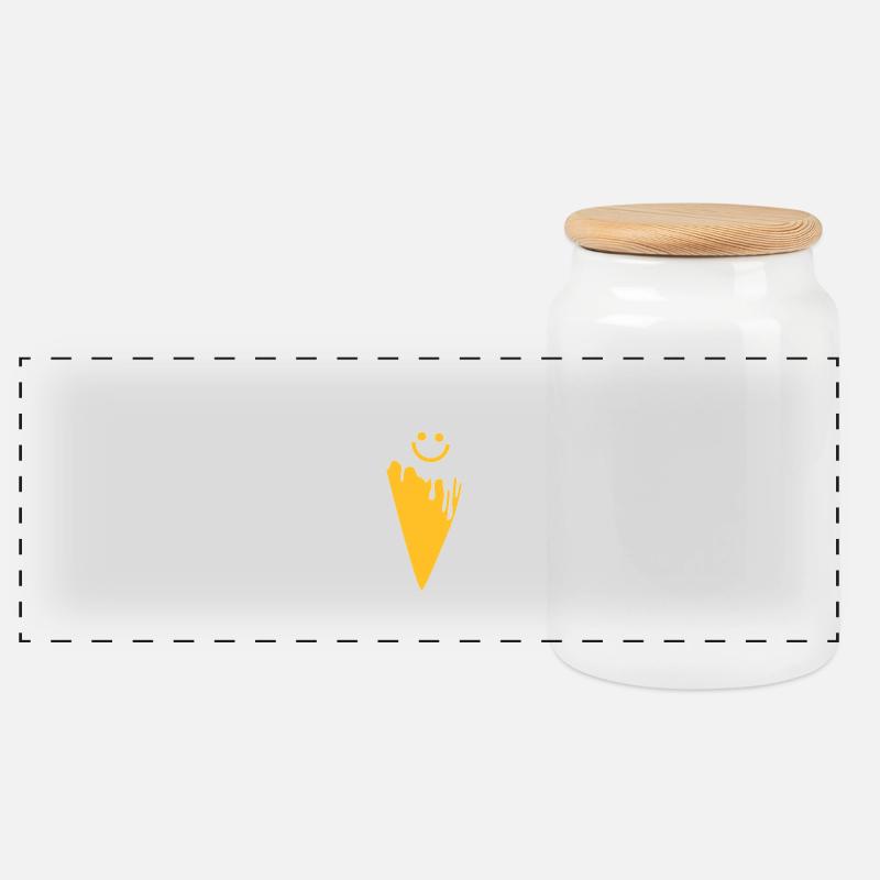 happy ice cream - Panorama Keksdose mit Holzdeckel - Weiß