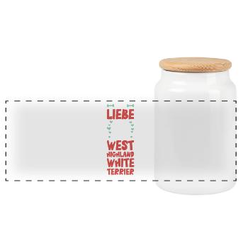 I love my West Highland White Terrier - Panoramic Cookie Jar with Wooden Lid - white - Front
