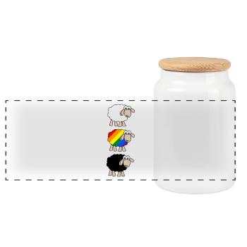 Mouton arc-en-ciel - Boîte à biscuits avec couvercle en bois - blanc - Devant