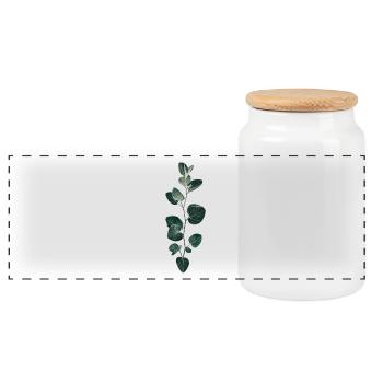 Plant Pattern - Panoramic Cookie Jar with Wooden Lid - white - Front