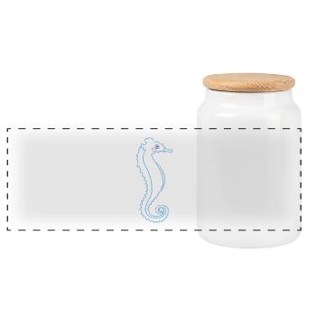 Seahorse marine animal - Panoramic Cookie Jar with Wooden Lid - white - Front