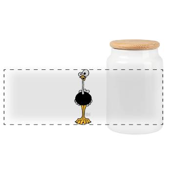 Autruche - Boîte à biscuits avec couvercle en bois - blanc - Devant