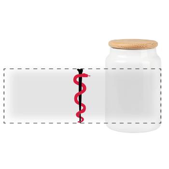 Rod of Asclepius - Panoramic Cookie Jar with Wooden Lid - white - Front