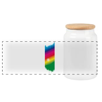 Color Spectrum - Rainbow - Panoramic Cookie Jar with Wooden Lid - white - Front