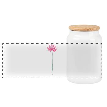 Rosa Lotusblüte Zen Calm Yoga und Meditation Kunst - Panorama Keksdose mit Holzdeckel - Weiß - Vorne