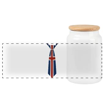 Union Jack Tie Design - Panoramic Cookie Jar with Wooden Lid - white - Front