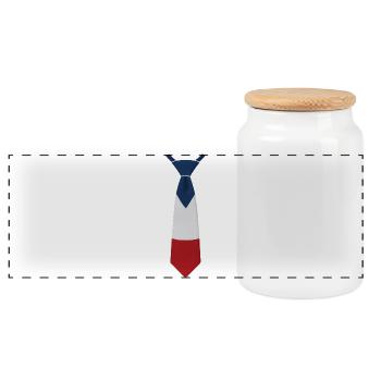 France Tie – Flaggendesign - Panorama Keksdose mit Holzdeckel - Weiß - Vorne