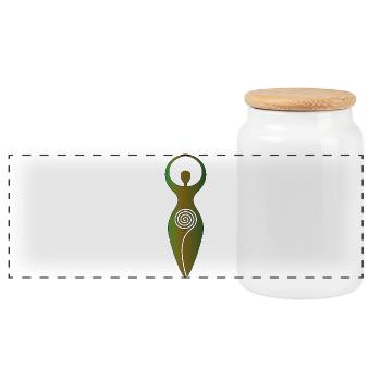 Wiccan Spiral Goddess - Feminine Energy - Panoramic Cookie Jar with Wooden Lid - white - Front