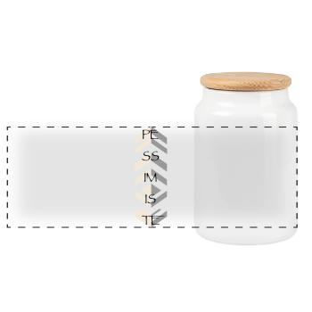 Pessimist - Panoramic Cookie Jar with Wooden Lid - white - Front