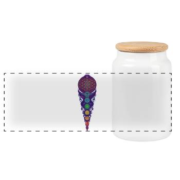 Méditation de spiritualité Géométrie sacrée - Boîte à biscuits avec couvercle en bois - blanc - Devant