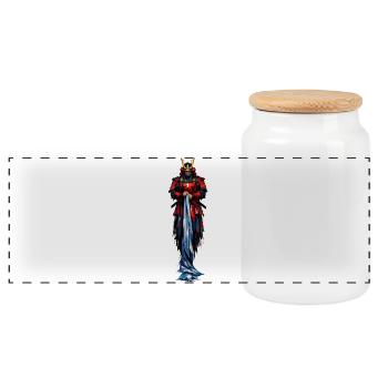 Manteau de Samouraï Guerrier Rouge - Boîte à biscuits avec couvercle en bois - blanc - Devant