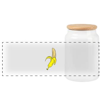 banana - Panoramic Cookie Jar with Wooden Lid - white - Front