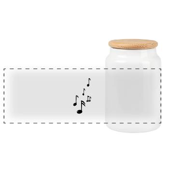 music notes - Panoramic Cookie Jar with Wooden Lid - white - Front