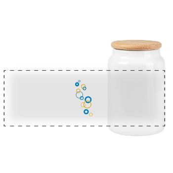 bubbles - Panoramic Cookie Jar with Wooden Lid - white - Front