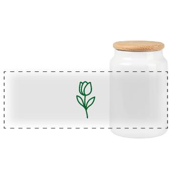 Minimalist floral motif in an elegant one-line - Panoramic Cookie Jar with Wooden Lid - white - Front