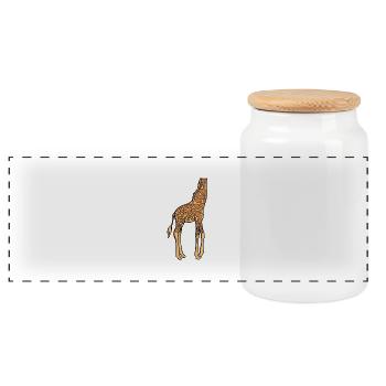 Funny costume giraffe without head - Panoramic Cookie Jar with Wooden Lid - white - Front