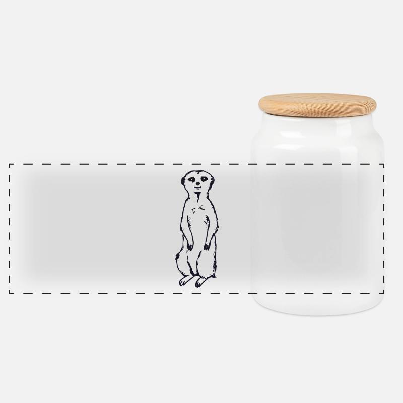 Erdmännchen Baby Geschenkidee - Panorama Keksdose mit Holzdeckel - Weiß