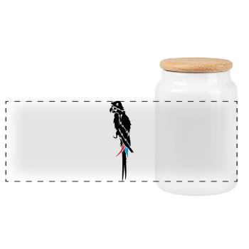 un perroquet avec cache-oeil, chapeau de pirate et - Boîte à biscuits avec couvercle en bois - blanc - Devant