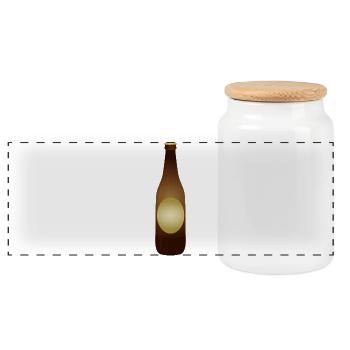 Brown beer bottle with label and crown cap - Panoramic Cookie Jar with Wooden Lid - white - Front