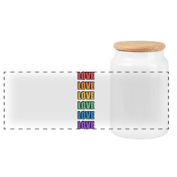 Rainbow Love LGBT Pride - Panoramic Cookie Jar with Wooden Lid - white - Front