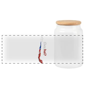 Chile Silhouette Flagge - Panorama Keksdose mit Holzdeckel - Weiß - Vorne