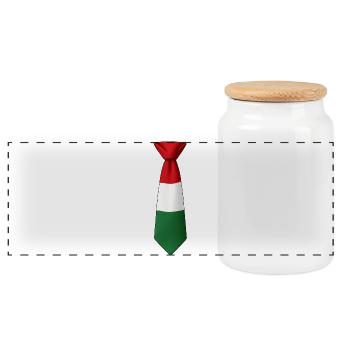 Drapeau hongrois à cravate - Boîte à biscuits avec couvercle en bois - blanc - Devant