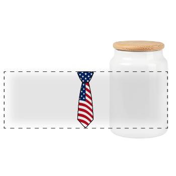 Patriotisches Design der amerikanischen Flaggenkrawatte - Panorama Keksdose mit Holzdeckel - Weiß - Vorne