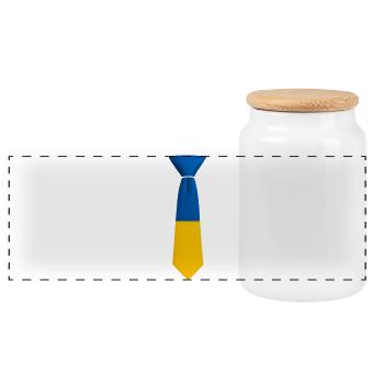 Blue and yellow color block tie - Panoramic Cookie Jar with Wooden Lid - white - Front