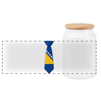 Bosnia Tie - Panoramic Cookie Jar with Wooden Lid - white - Front