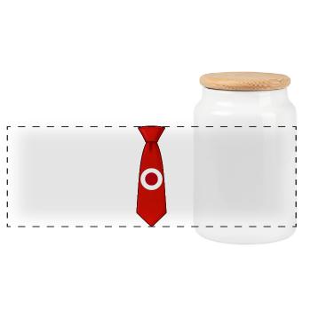 Japan Tie – Flaggendesign - Panorama Keksdose mit Holzdeckel - Weiß - Vorne
