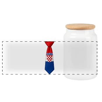 Croatia Tie – Flaggendesign - Panorama Keksdose mit Holzdeckel - Weiß - Vorne