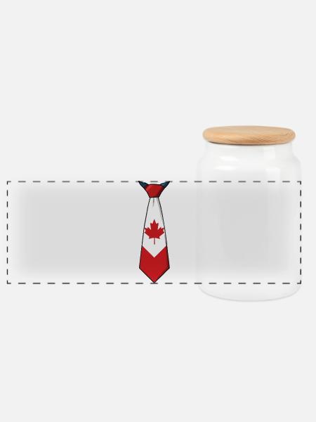Canada Tie – Flag Design - Panoramic Cookie Jar with Wooden Lid - white