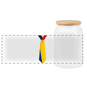 Romania Tie – Flaggendesign - Panorama Keksdose mit Holzdeckel - Weiß - Vorne