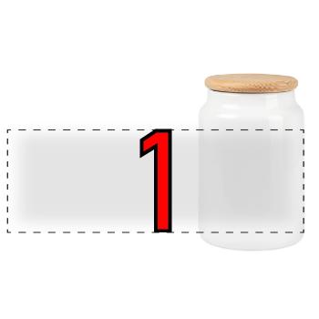 1. 1 year. 1st ANNIVERSARY. 1 YEAR ANNIVERSARY - Panoramic Cookie Jar with Wooden Lid - white - Front