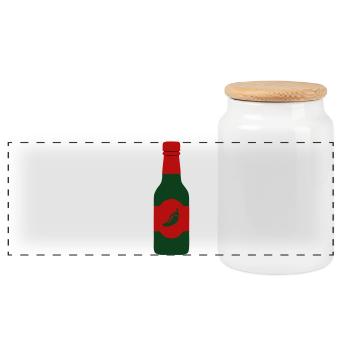 Hot Sauce Chili Sauce Spicy Food BBQ Crew - Panoramic Cookie Jar with Wooden Lid - white - Front