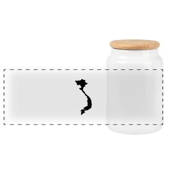 Vietnam Map - Panoramic Cookie Jar with Wooden Lid - white - Front